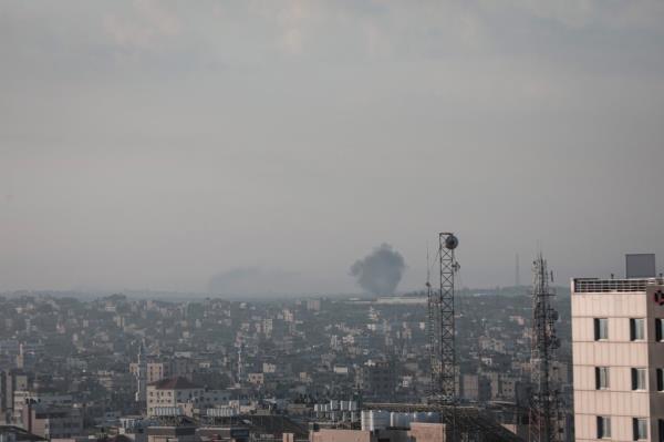 Explosions and fires could be seen in Nahal Oz, a village near the Gaza border.